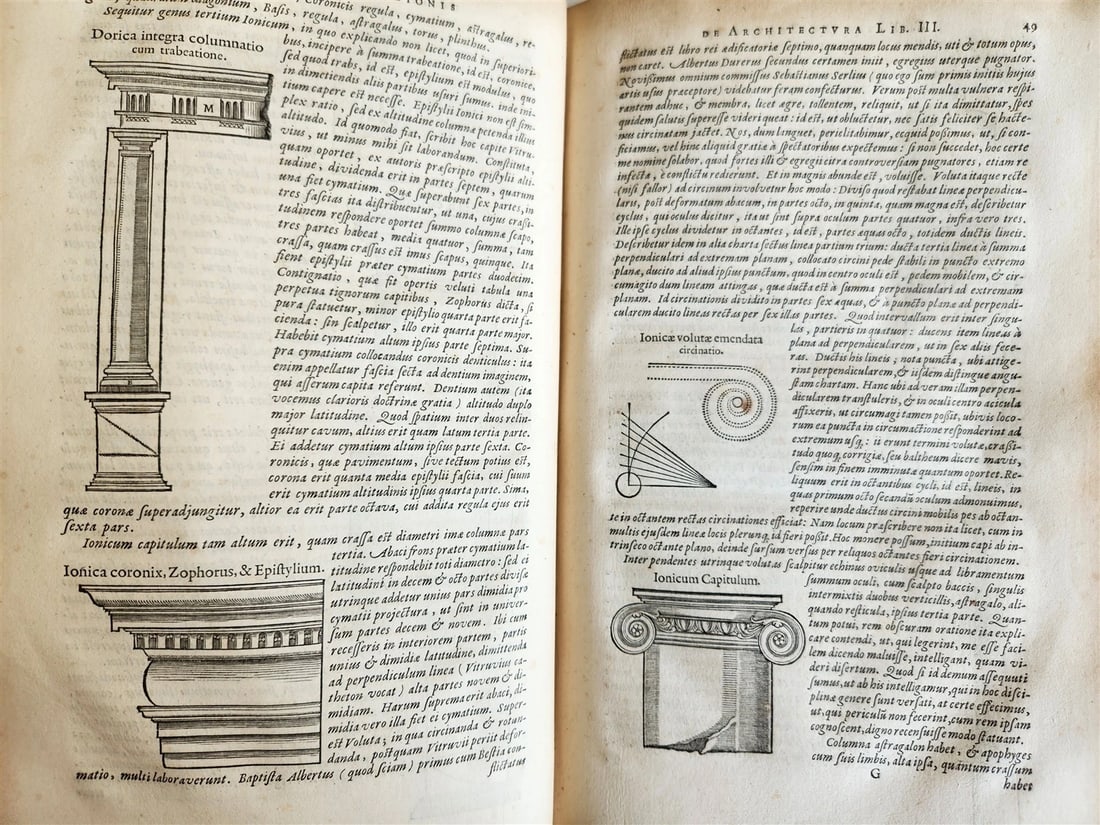 1649 ARCHITECTURE by VITRUVIUS antique ILLUSTRATED ELZEVIR FOLIO De Architectura - 16