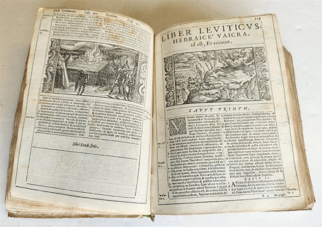 1574 BIBLE in LATIN antique 600 WOODCUTS by Hans Holbein & Bernard Salomon RARE - 11