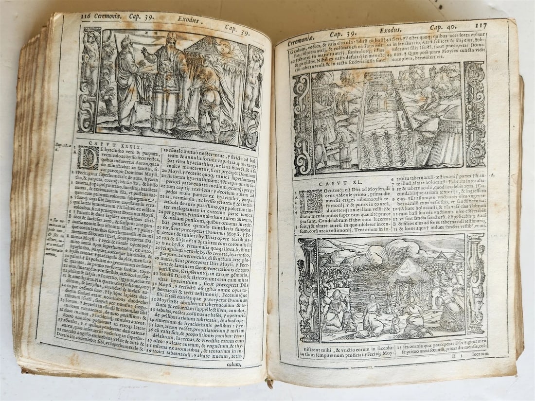 1574 BIBLE in LATIN antique 600 WOODCUTS by Hans Holbein & Bernard Salomon RARE - 12