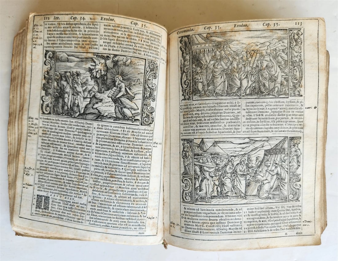 1574 BIBLE in LATIN antique 600 WOODCUTS by Hans Holbein & Bernard Salomon RARE - 13
