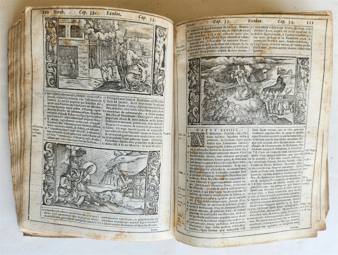 1574 BIBLE in LATIN antique 600 WOODCUTS by Hans Holbein & Bernard Salomon RARE - 14