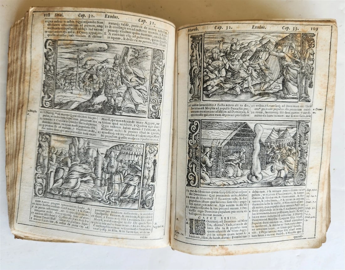 1574 BIBLE in LATIN antique 600 WOODCUTS by Hans Holbein & Bernard Salomon RARE - 15