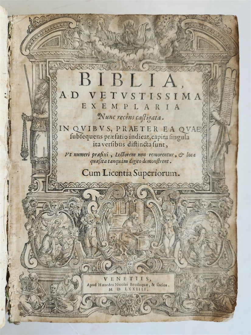 1574 BIBLE in LATIN antique 600 WOODCUTS by Hans Holbein & Bernard Salomon RARE (1 of 20)