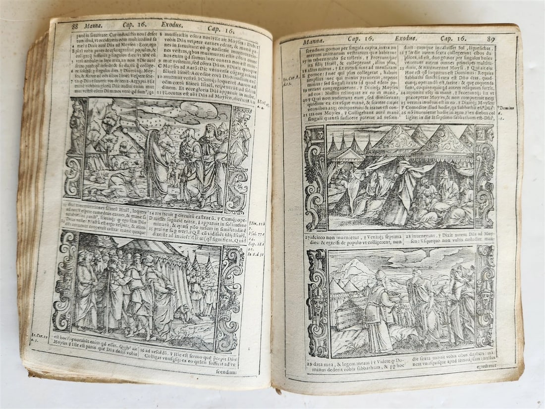 1574 BIBLE in LATIN antique 600 WOODCUTS by Hans Holbein & Bernard Salomon RARE - 20