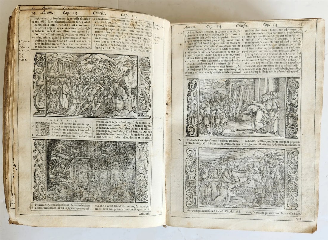 1574 BIBLE in LATIN antique 600 WOODCUTS by Hans Holbein & Bernard Salomon RARE - 6