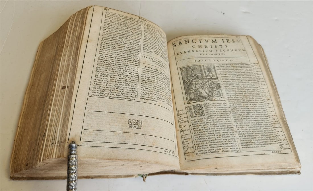 1574 BIBLE in LATIN antique 600 WOODCUTS by Hans Holbein & Bernard Salomon RARE - 8