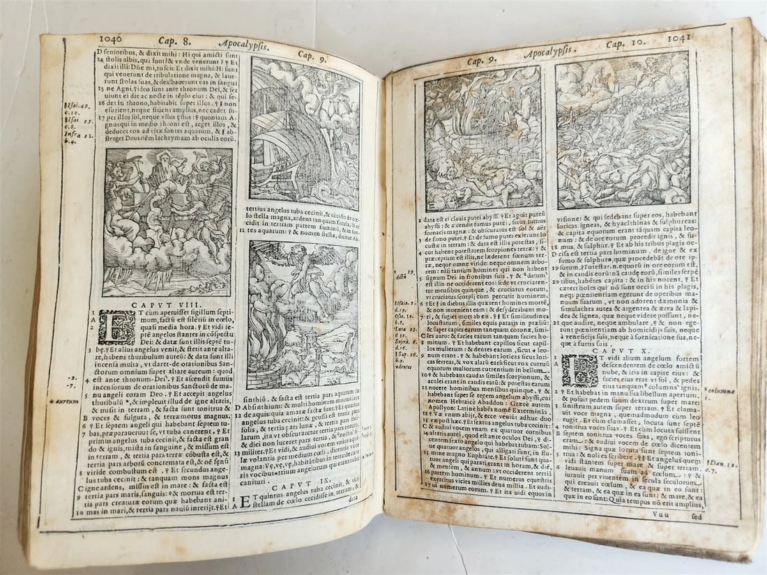 1574 BIBLE in LATIN antique 600 WOODCUTS by Hans Holbein & Bernard Salomon RARE - 9