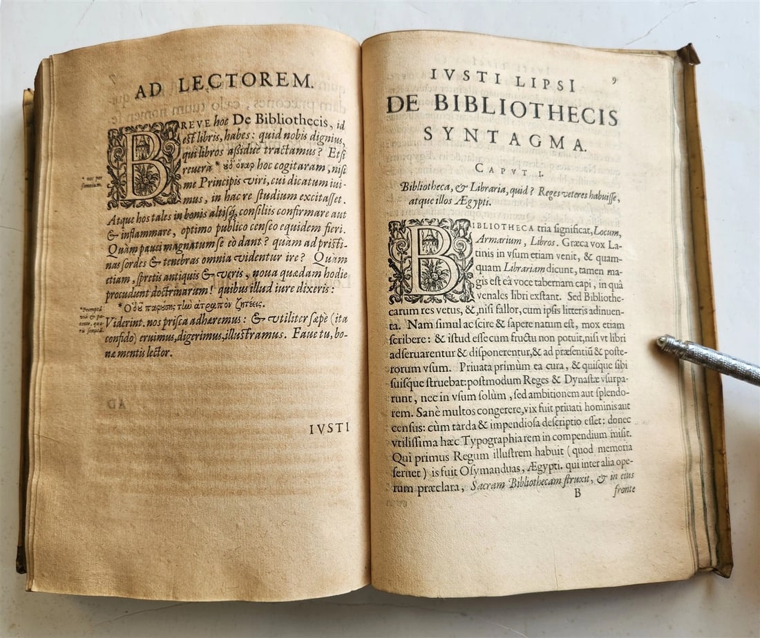 1615 LIPSIUS PHILOSOPHICAL DIALOGUE antique PLANTIN PRESS De constantia VELLUM - 10