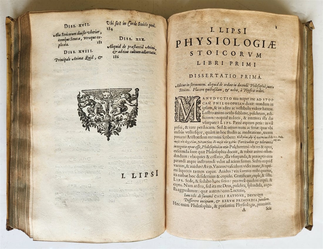 1615 LIPSIUS PHILOSOPHICAL DIALOGUE antique PLANTIN PRESS De constantia VELLUM - 12