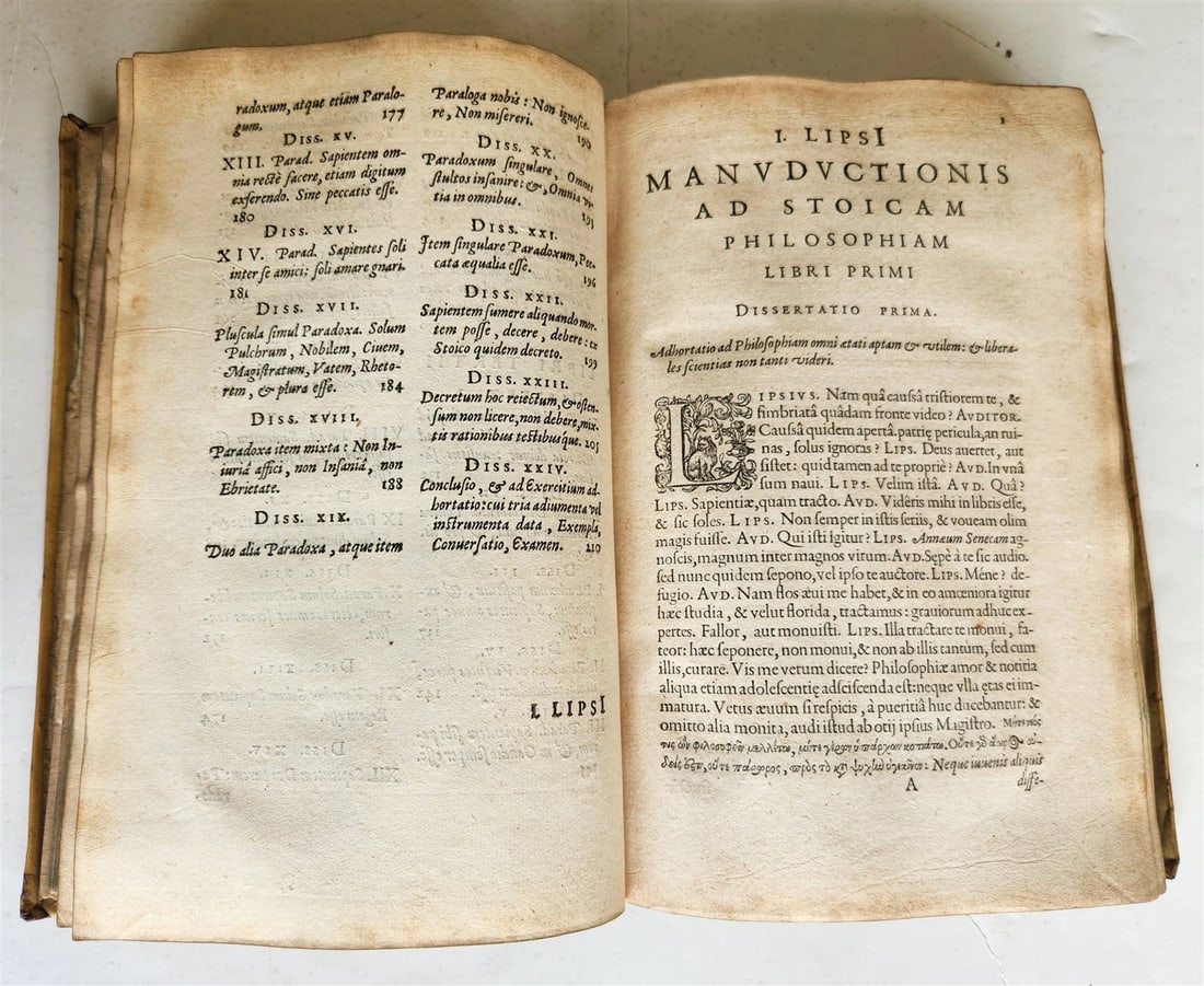 1615 LIPSIUS PHILOSOPHICAL DIALOGUE antique PLANTIN PRESS De constantia VELLUM - 13