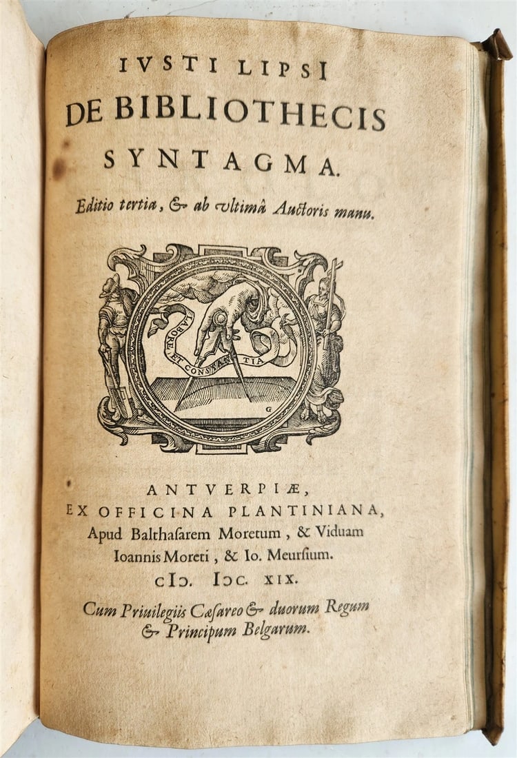 1615 LIPSIUS PHILOSOPHICAL DIALOGUE antique PLANTIN PRESS De constantia VELLUM - 5