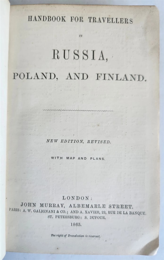 1865 HANDBOOK for TRAVELLERS in RUSSIA POLAND FINLAND antique ILLUSTRATED w/ MAP - 2