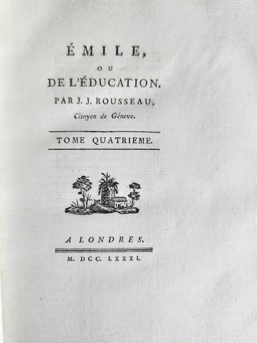 1781 ROUSSEAU Emile ou l'Education antique SIGNED GILT-STAMPED MOROCCO BINDING - 3