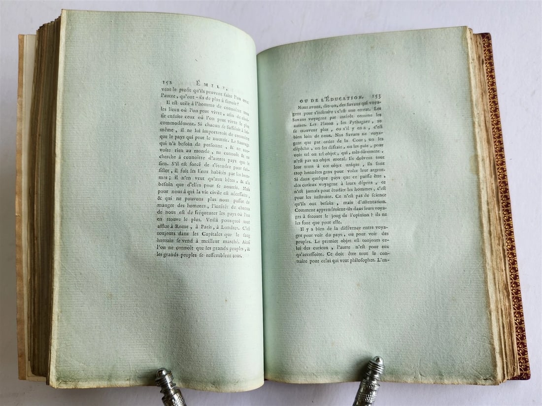 1781 ROUSSEAU Emile ou l'Education antique SIGNED GILT-STAMPED MOROCCO BINDING - 5
