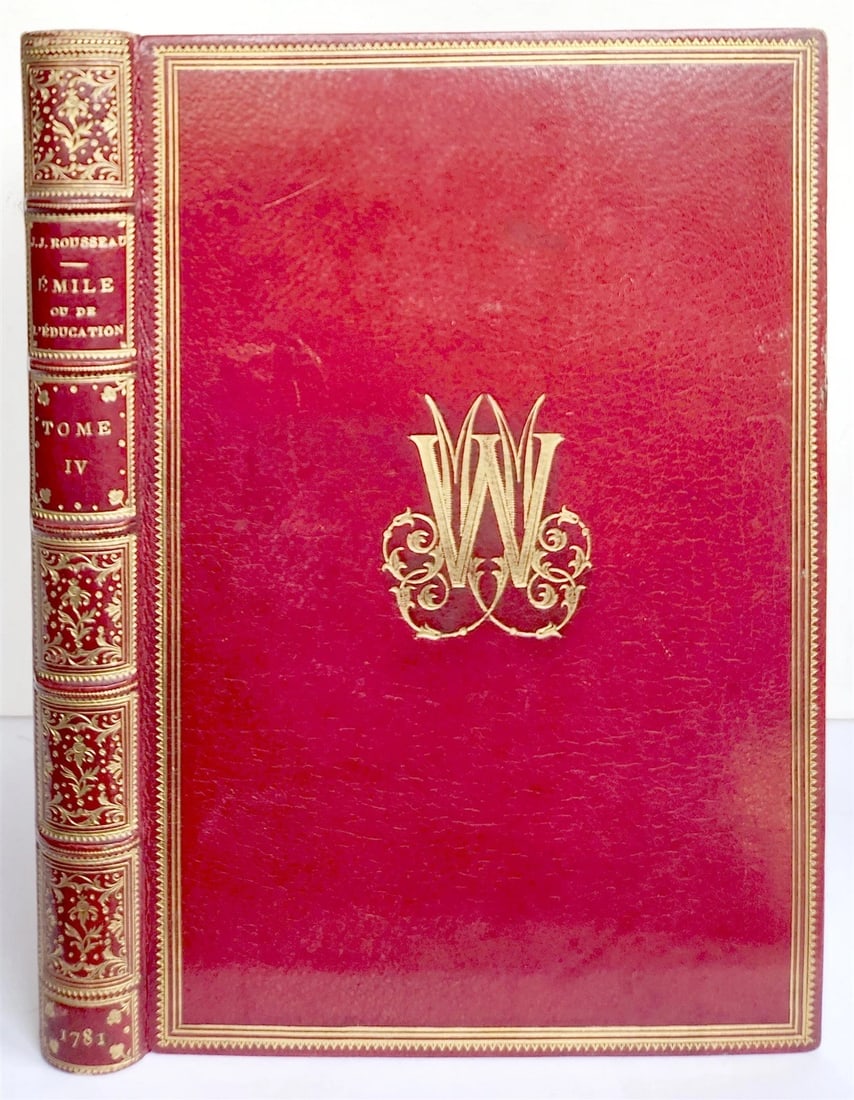 1781 ROUSSEAU Emile ou l'Education antique SIGNED GILT-STAMPED MOROCCO BINDING - 6
