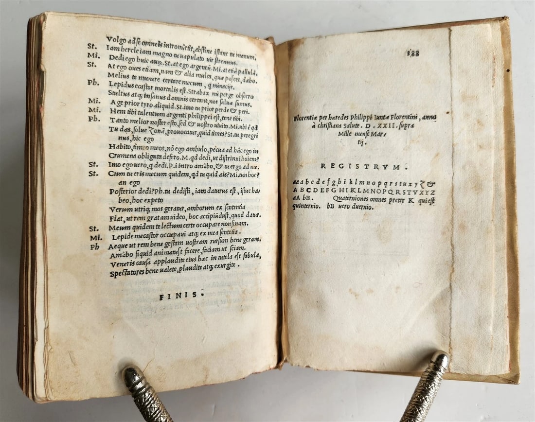 1522 POST-INCUNABULA GIUNTA EDITION of PLAUTUS COMEDIES antique VELLUM BOUND - 12
