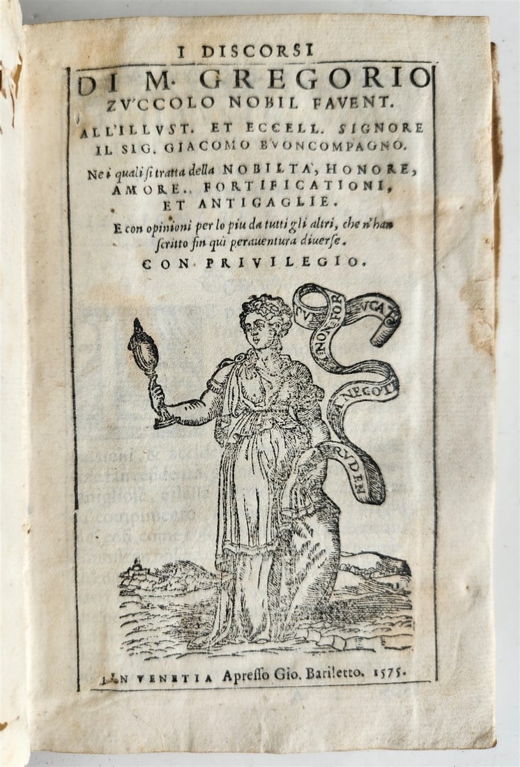 1575 I DISCORSI di M. GREGORIO ZU'COLLO NOBIL FAVENT antique VELLUM 16th century: Title: 1575 I DISCORSI di M. GREGORIO ZU'COLLO NOBIL FAVENT antique VELLUM 16th century Description: I DISCORSI di M. GREGORIO ZU'COLLO NOBIL FAVENT All' illust. et Eccell. Signore il Sig. Giacomo Buo
