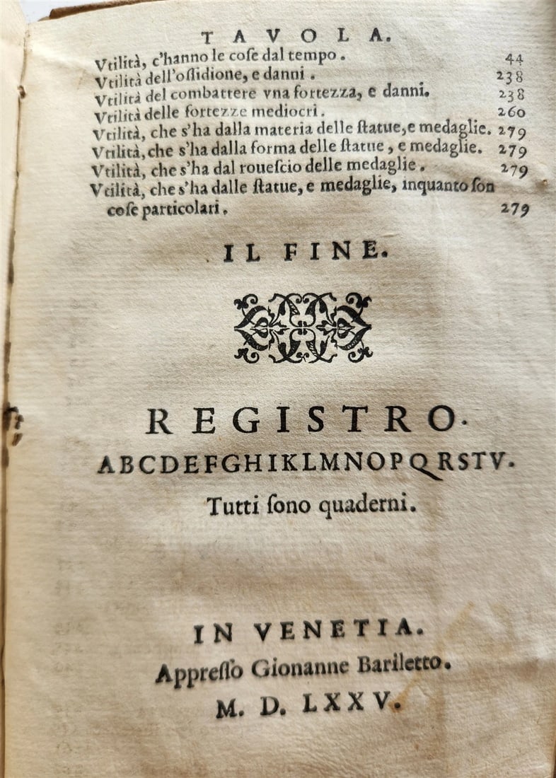1575 I DISCORSI di M. GREGORIO ZU'COLLO NOBIL FAVENT antique VELLUM 16th century - 3