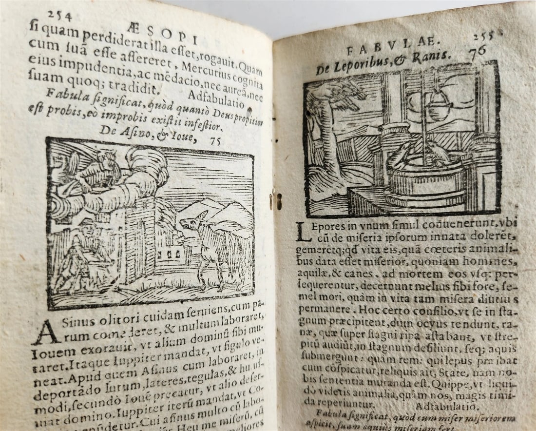 1646 AESOP FABLES FULLY ILLUSTRATED antique VELLUM BOUND 17th CENTURY - 16