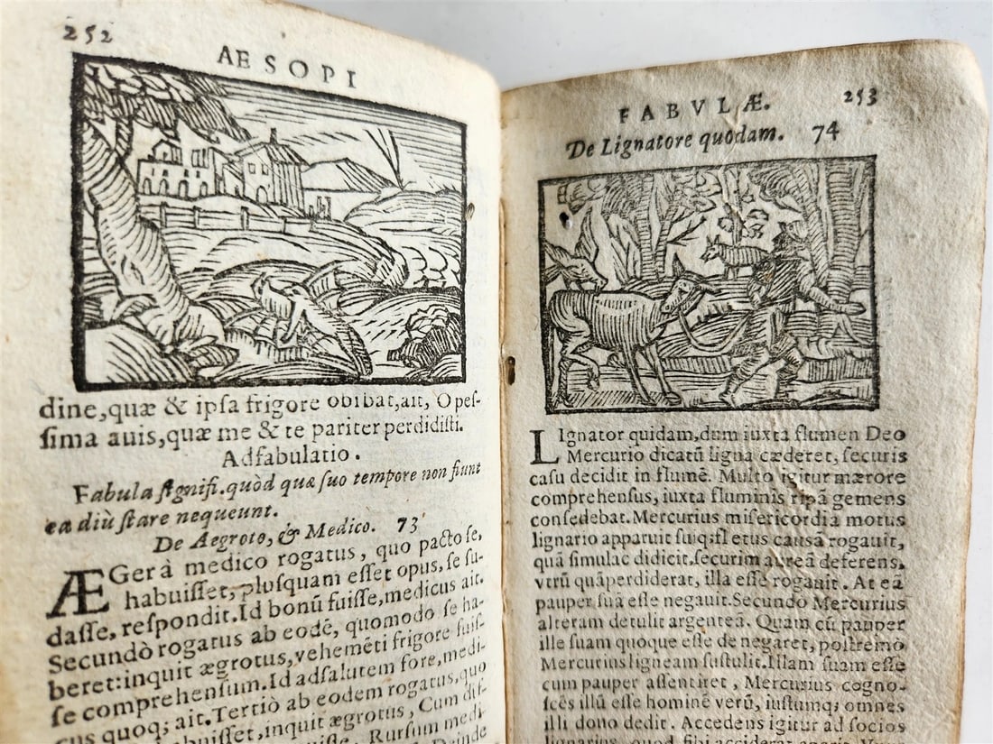 1646 AESOP FABLES FULLY ILLUSTRATED antique VELLUM BOUND 17th CENTURY - 17