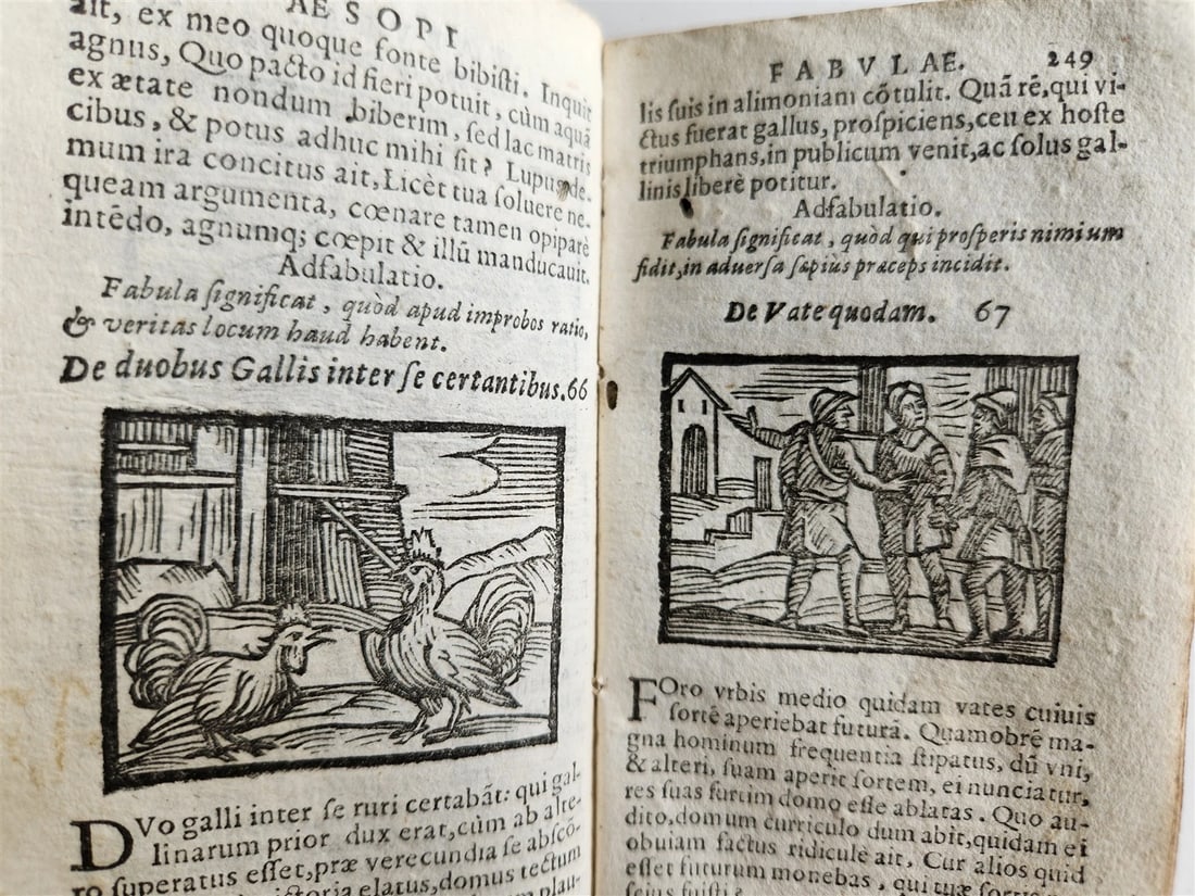1646 AESOP FABLES FULLY ILLUSTRATED antique VELLUM BOUND 17th CENTURY - 18