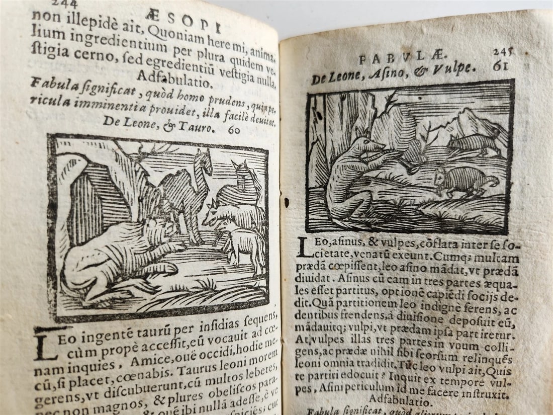 1646 AESOP FABLES FULLY ILLUSTRATED antique VELLUM BOUND 17th CENTURY - 20