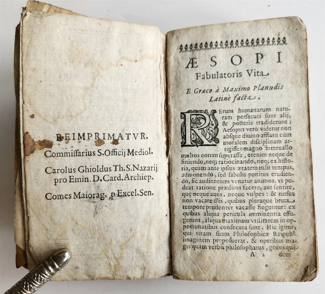 1646 AESOP FABLES FULLY ILLUSTRATED antique VELLUM BOUND 17th CENTURY - 6