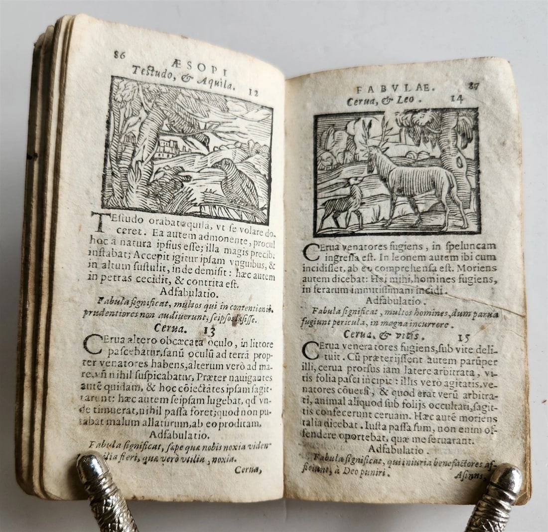 1646 AESOP FABLES FULLY ILLUSTRATED antique VELLUM BOUND 17th CENTURY - 8