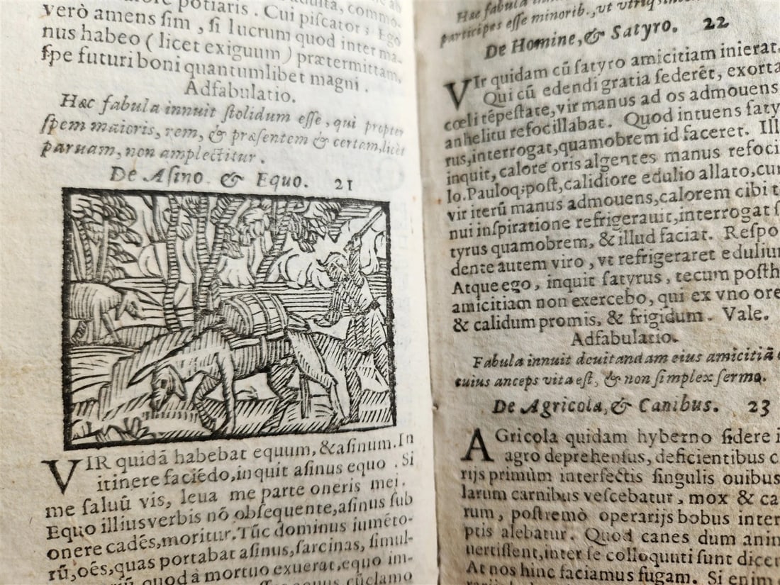 1646 AESOP FABLES FULLY ILLUSTRATED antique VELLUM BOUND 17th CENTURY - 9