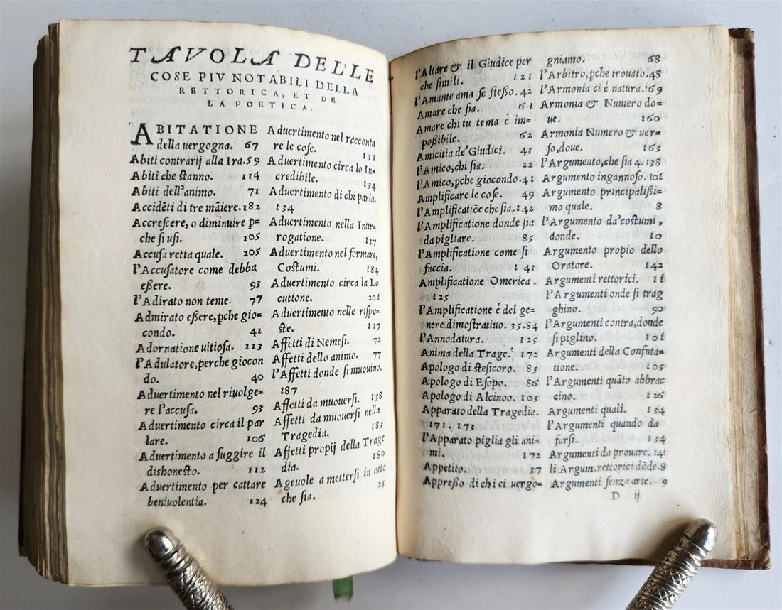 1551 ARISTOTLE antique VELLUM BOUND RETTORICA et POETICA D'ARISTOTILE 16th CENT. - 12