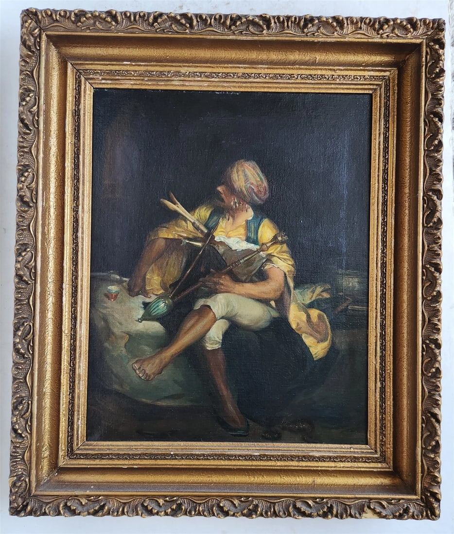 19th century OIL on CANVAS framed BASHI-BAZOUK antique OTTOMAN TURKISH INTEREST (1 of 3)