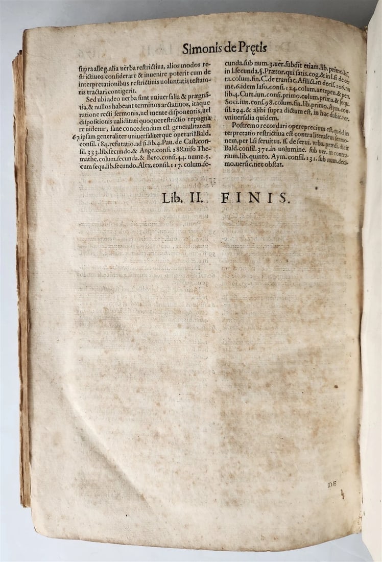 1582 LAW BOOK by Simon de Praetis Patricii, of Pisa antique VELLUM BOUND FOLIO - 10