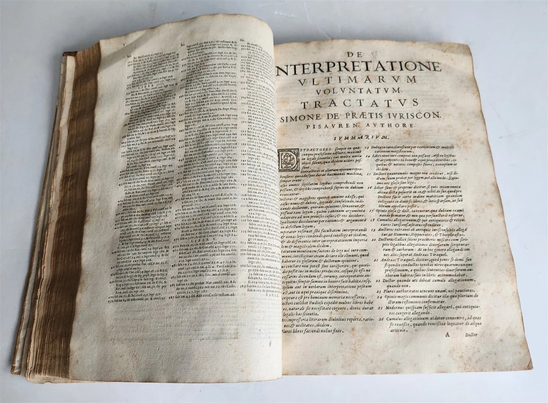 1582 LAW BOOK by Simon de Praetis Patricii, of Pisa antique VELLUM BOUND FOLIO - 8