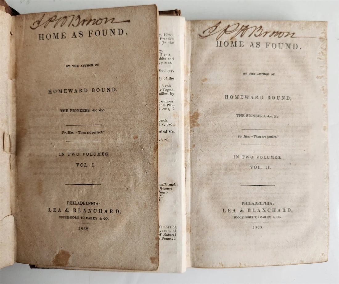 1838 FENIMORE COOPER Home as Found 1st EDITION antique AMERICANA: Title: 1838 FENIMORE COOPER Home as Found 1st EDITION antique AMERICANA Description: [COOPER, James Fenimore] Home as Found Philadelphia: Lea & Blanchard; 1838 2 volumes. Publisher’s full