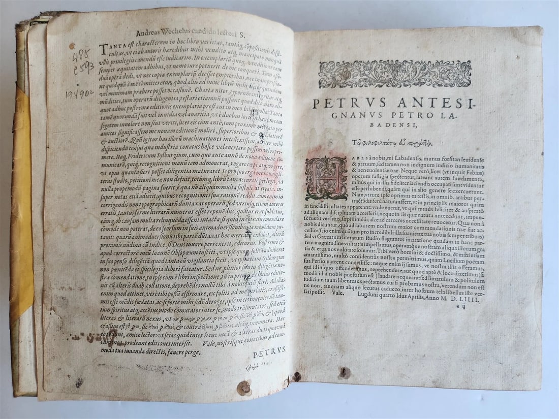 1580 GREEK LANGUAGE TREATISE VELLUM BINDING antique 16th CENTURY - 5