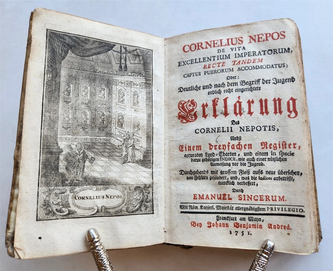 1751 De vita excellentium imperatorum by C. NEPOS antique ILLUSTRATED w/ MAPS - 2