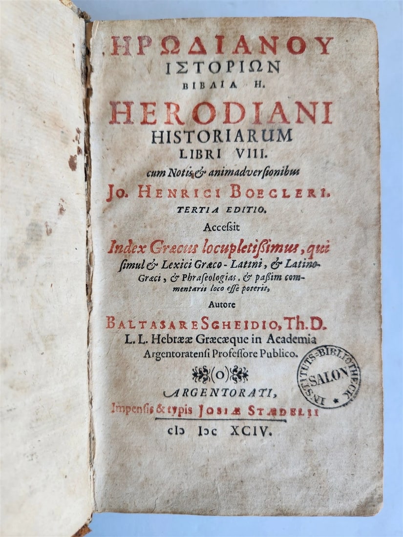 1694 HISTORY Herodiani historiarum by Baltasare Scheidio antique - 2