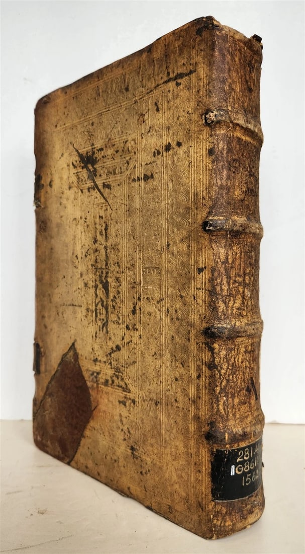 1562 PHILOSOPHY by Gregory of Nyssa antique PIGSKIN BOUND 16th CENTURY FOLIO - 2