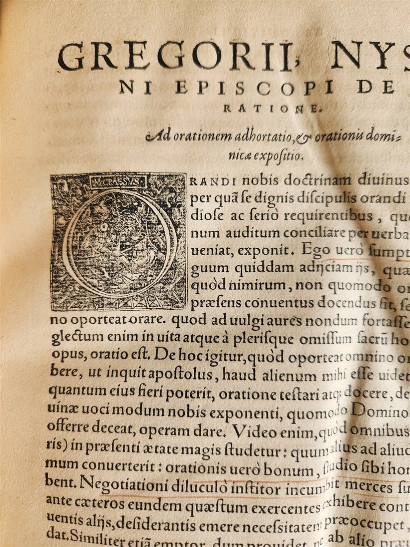 1562 PHILOSOPHY by Gregory of Nyssa antique PIGSKIN BOUND 16th CENTURY FOLIO - 5