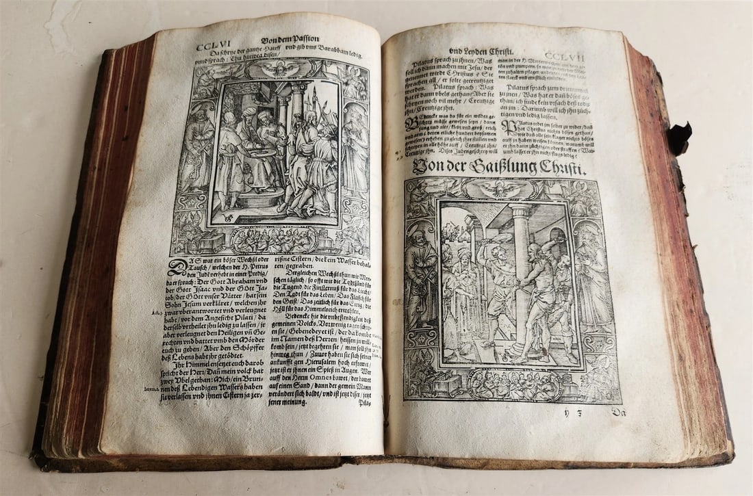 1607 GERMAN THEOLOGY ILLUSTRATED antique PIGSKIN BOUND FOLIO - 10