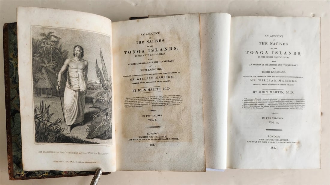 1817 Account of Natives of TONGA ISLANDS 2 VOLS antique Vocabulary of Language (1 of 6)