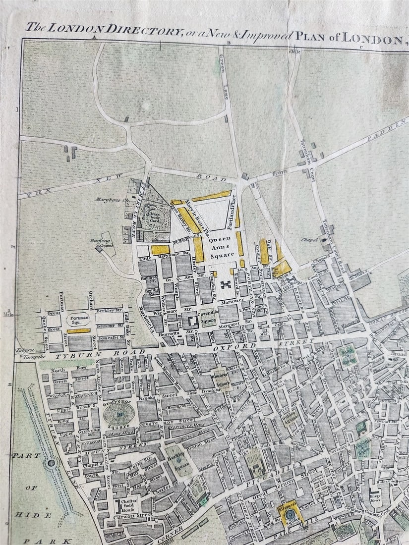 1790s PLAN OF LONDON WESTMINSTER & SOUTHWARK antique - 4