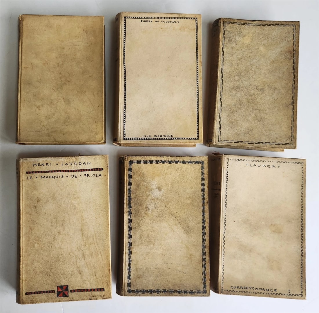LOT OF 6 ANTIQUE 1890s VELLUM BOUND BOOKS 19th CENTURY decorative - 3
