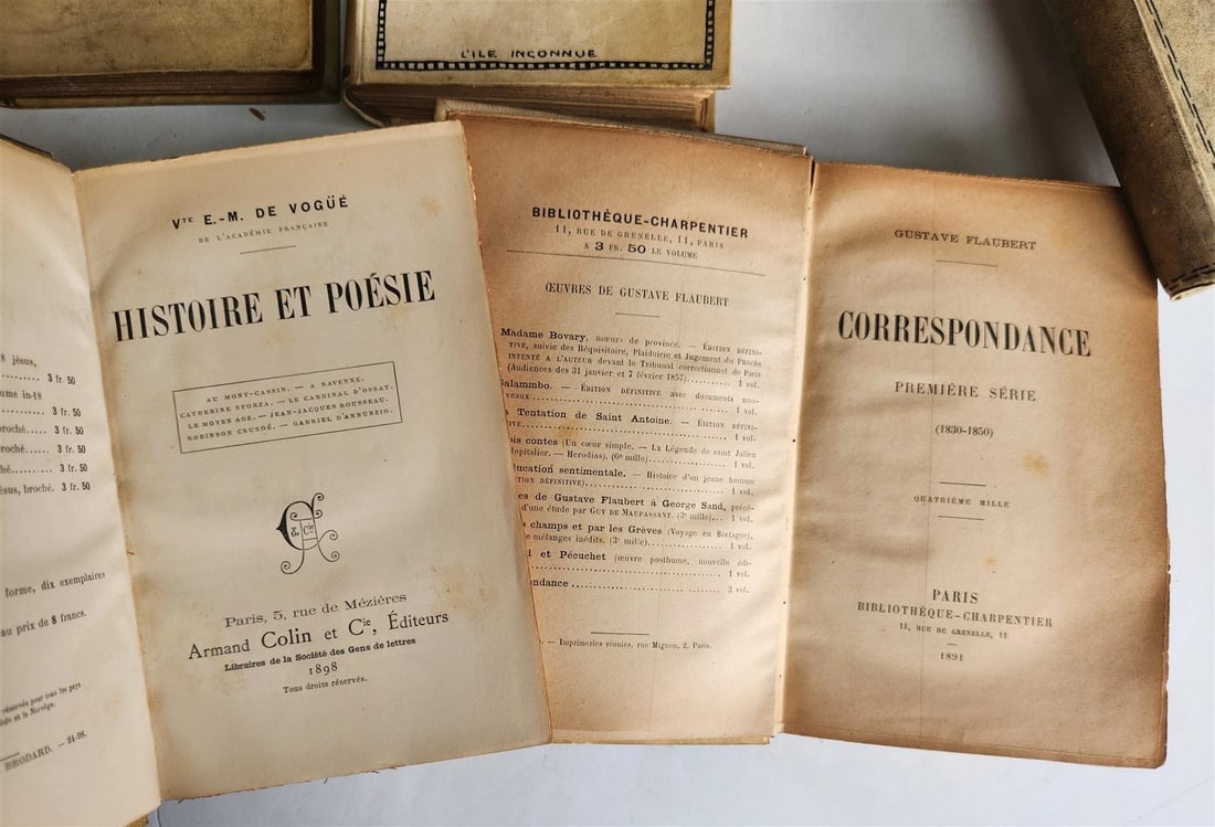 LOT OF 6 ANTIQUE 1890s VELLUM BOUND BOOKS 19th CENTURY decorative - 5