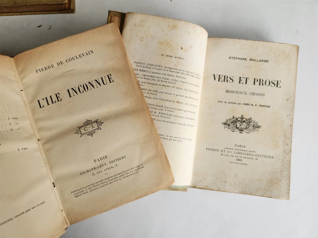 LOT OF 6 ANTIQUE 1890s VELLUM BOUND BOOKS 19th CENTURY decorative - 6