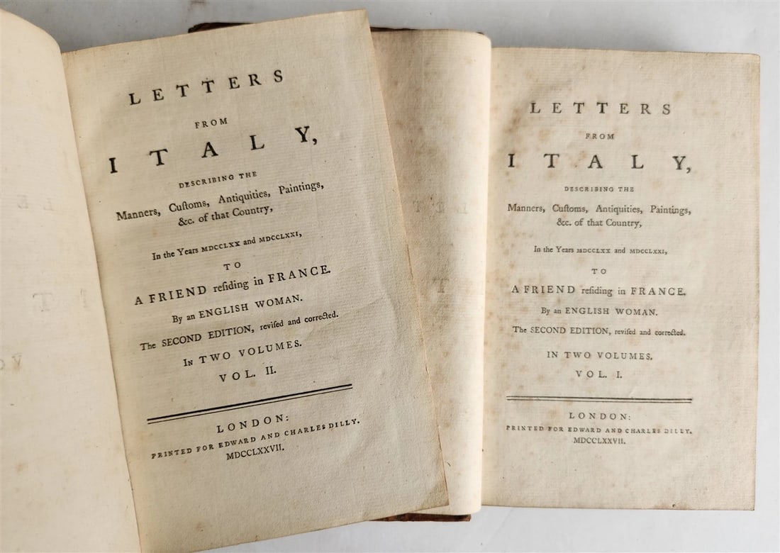 1777 Letters From Italy in the Years 1770 and 1771 2 VOLS by Anna Riggs antique (1 of 5)