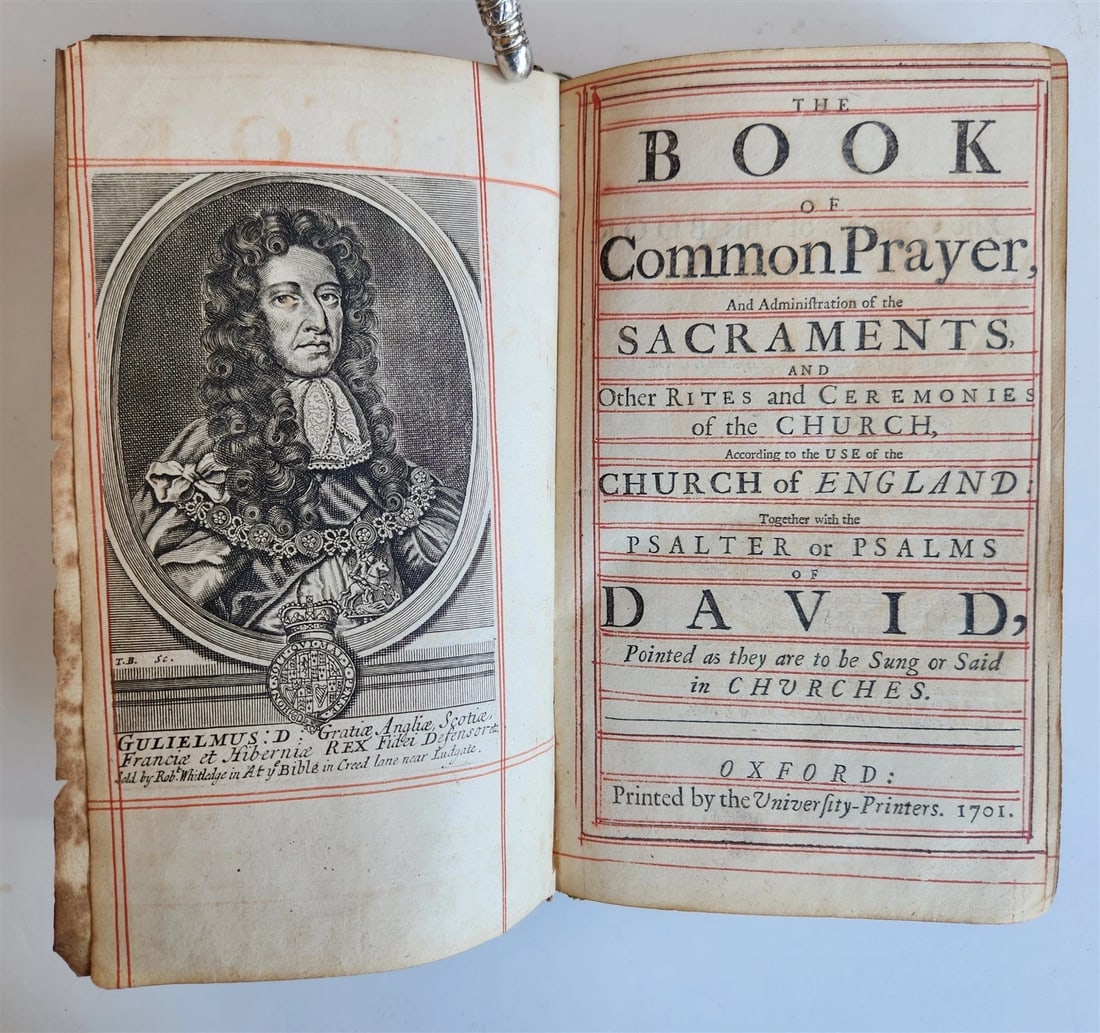 1701 BOOK OF COMMON PRAYER in ENGLISH w/ PSALMS of DAVID ANTIQUE illustrated (1 of 16)