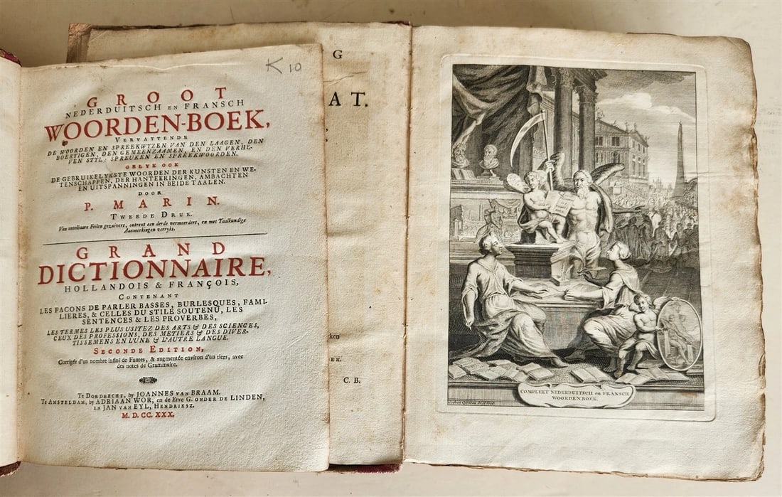 1743 DUTCH FRENCH DICTIONARY antique 2 FOLIO VOLUMES 18th CENTURY: Title: 1743 DUTCH FRENCH DICTIONARY antique 2 FOLIO VOLUMES 18th CENTURY Description: Marin (Pieter) Groot Nederduitsch en Fransch Woorden-Boek Dictionnaire Complet François et Hollandois Dordrec