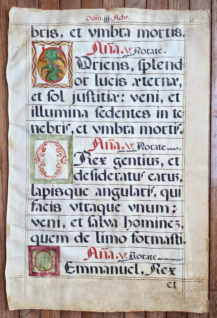 15th - 16th century ANTIPHONAL VELLUM CHART MANUSCRIPT antique music score 21x31: Title: 15th - 16th century ANTIPHONAL VELLUM CHART MANUSCRIPT antique music score 21x31 Description: Size 21 by 31.5" Good condition Text in Latin Please see my other auctions Reserve: $349.00