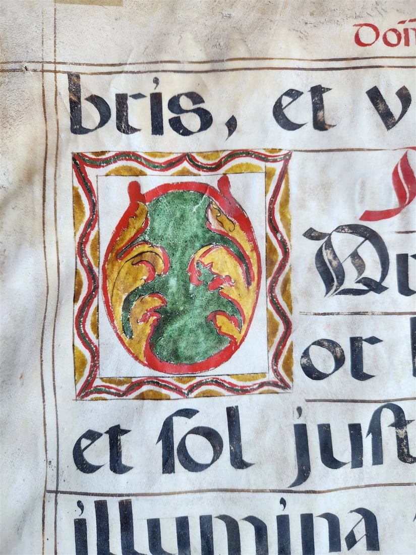 15th - 16th century ANTIPHONAL VELLUM CHART MANUSCRIPT antique music score 21x31 - 3